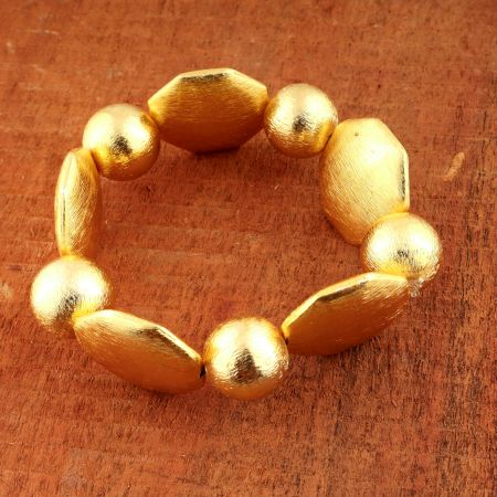 22k Gold plated Chunky Finding Stretchable bracelet, Brass handmade jewelry